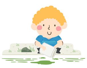 Poster - Kid Boy Get Algae Sample Illustration