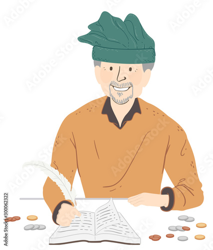 Fotomural Man Medieval Tax Collector Illustration