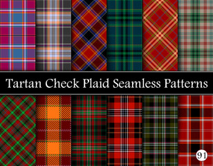 Set Tartan Plaid Scottish Seamless Pattern