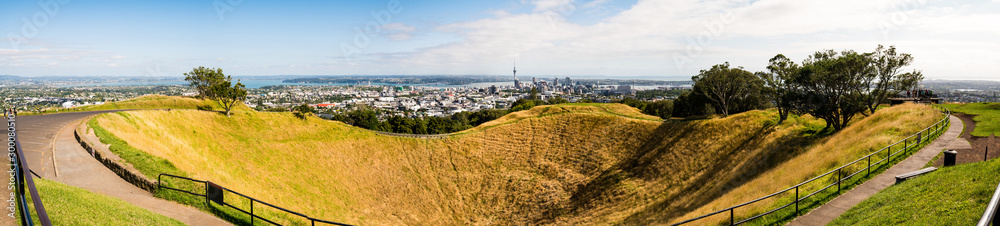 Volcano crater in Auckland, New Zealand - obrazy, fototapety, plakaty 