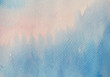 Bright with colorful watercolor stroke and spray on paper , Abstract background and texture by hand drawn blue with purple and pink color liquid drip, Pastel clouds and sky
