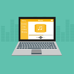 modern media player user interface with panel control in modern flat design