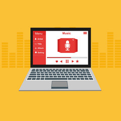 modern media player user interface with panel control in modern flat design
