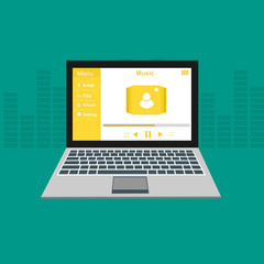 modern media player user interface with panel control in modern flat design