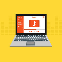 modern media player user interface with panel control in modern flat design
