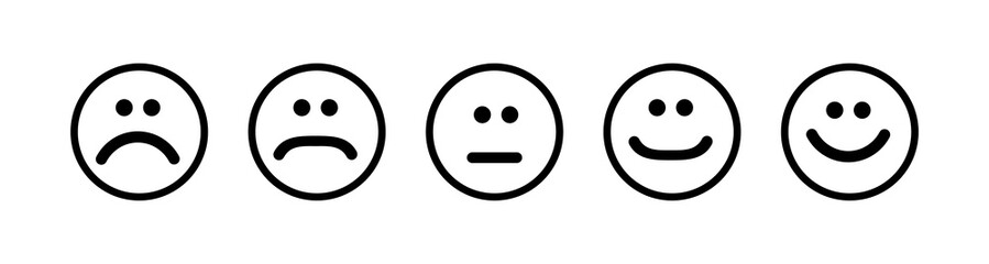 Set of flat emoticons islolated on white background. Happy or angry emotion