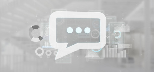 Poster - View of a Message icon with data in background - 3d rendering