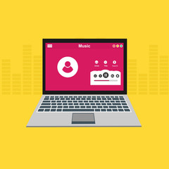 modern music player mobile application design template. Editable musics player app user interface design concept. Listen and download
