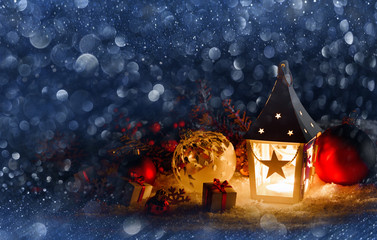 lantern and christmas decoration