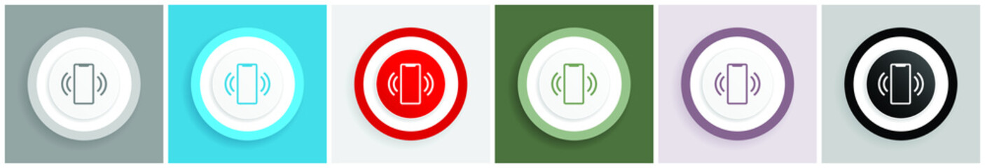 Aufkleber - Mobile phone, smartphone icon set, colorful flat design vector illustrations in 6 options for web design and mobile applications
