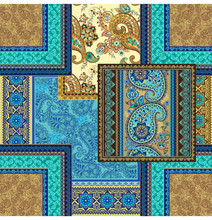 Patchwork Paisley And Border Pattern. Floral Wallpaper