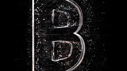 4k B letter alphabet word tag cloud;computer code particle.The Matrix binary text design animation;changing from zero to one digits;abstract tech background.