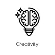 creativity icon vector. Linear style sign for mobile concept and web design. idea, bulb symbol illustration. Pixel vector graphics - Vector.
