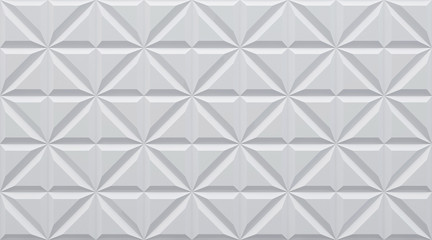 Wall Mural - 3d illustration. white triangular shape. seamless geometric ornament. 3d interior wall panel pattern