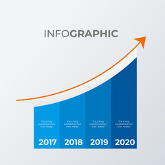 Arrow growing up infographic template design. Business concept infograph with 4 options, steps or processes. Vector visualization can be used for workflow layout, diagram, annual report, web