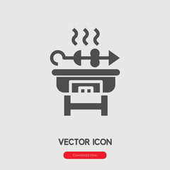 Poster - Barbecue icon vector. Linear style sign for mobile concept and web design. BBQ symbol illustration. Pixel vector graphics - Vector.	