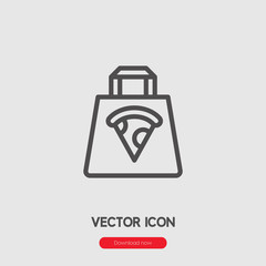 Poster - Pizza box icon vector. Linear style sign for mobile concept and web design. Pizza symbol illustration. Pixel vector graphics - Vector.	
