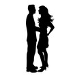 © majivecka - Vector silhouette of couple on white background. Symbol of pair, husband, wife., love, date, man, woman.