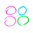Multicolored painted circles with pastel pencils on a white isolated background. Frames for your design.