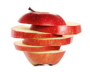 Wall Mural - Sliced red apple isolated on white background, (Red Delicious)