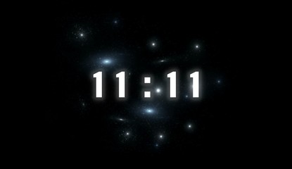 Wall Mural - inscription number 11: 11 on the galaxy background. Numbers are the Universal language offered by the deity to humans as confirmation of the truth.