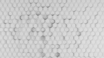Aufkleber - White geometric hexagon honeycomb abstract tech and business background 3d render illustration