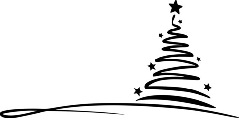 tree drawing winter christmas vector silhouette