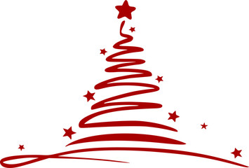Tree Drawing Winter Christmas Vector Silhouette
