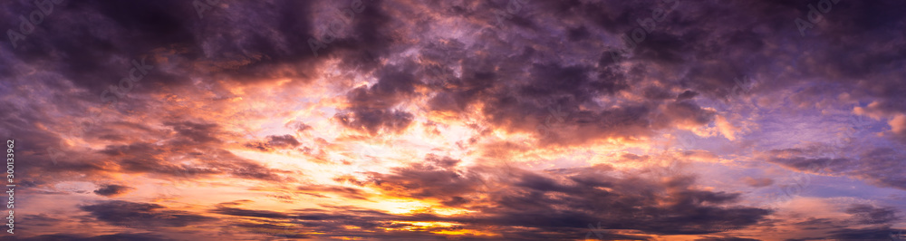 Panorama dramatic cloudy twilight sky nature backgroud - obrazy, fototapety, plakaty 
