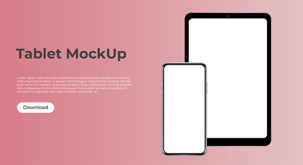 Wall Mural - realistic smartphone and tablet template mockup for user experience presentation.