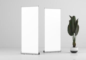 Wall Mural - roll up banner stand mockup.