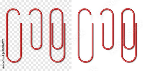 Cuadros en Lienzo Vector set of red metallic realistic paper clip