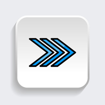 Vector Arrow icon with trendy flat style icon for web site design, logo, app, UI. Blue color isolated on white background