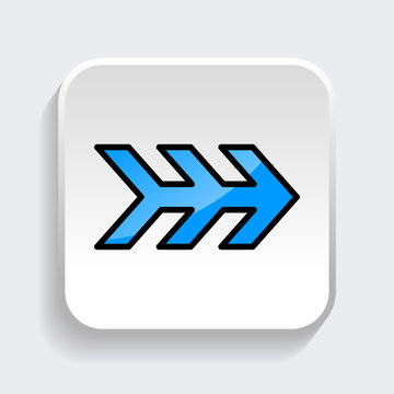 Vector Arrow icon with trendy flat style icon for web site design, logo, app, UI. Blue color isolated on white background