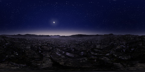 colorful 360 degree panoramic landscape: starry night/milky way galaxy. (plane backplate, 3d renderi