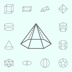 Wall Mural - geometric figures, hexagonal pyramid outline icon. Elements of geometric figures illustration icon. Signs and symbols can be used for web, logo, mobile app, UI, UX