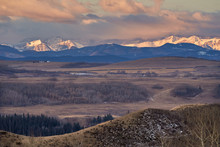 Sunrise Over Alberta Foothills And Rocky Mountains, Near Cochrane