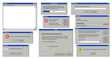 Old User Interface. Browser Window, Error Message Popup Dialog Box With System Information, Vintage Computer Operation System Vector Set
