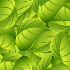 Poster - Seamless background design with green leaves