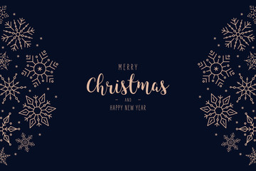 Wall Mural - christmas snowflakes elements ornaments greeting card on blue background