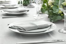 Beautiful Table Setting With Floral Decor