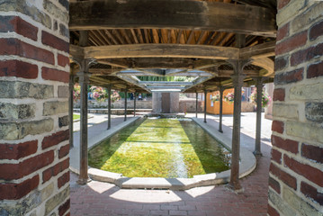 Poster - historic old wash basin in the old town of Honfleur