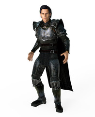 Wall Mural - Knight in armor, ready to fight. Isolated on white. 3D rendering.