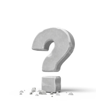 3d rendering of stone concrete question mark