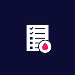 Poster - blood test results, medical diagnostics icon