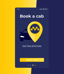 Poster - Book a cab app ui, vector