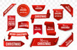 © ket4up - Christmas Tag isolated. Red vector banner. Merry Christmas and Happy New Year Label. Vector illustration