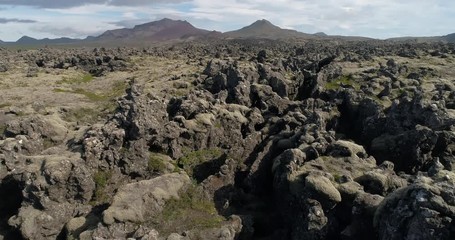 Wall Mural - Aerial drone footage of Iceland landscape - volcano mountain landscape. 4K UHD video.