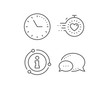 © blankstock - Timer line icon. Chat bubble, info sign elements. Time management sign. Stopwatch with heart symbol. Linear timer outline icon. Information bubble. Vector