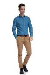 Poster - smart casual man wearing blue shirt and looking to side